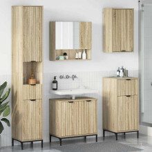 Berkfield Bathroom Furniture Set Sonoma Oak Engineered wood, Metal