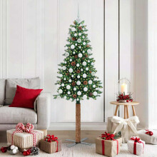 Berkfield Slim Christmas Tree Green 180 cm PVC and Solid Pine wood