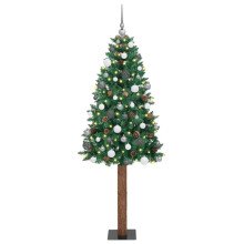 Berkfield Slim Christmas Tree Green 210 cm PVC and Solid Pine wood