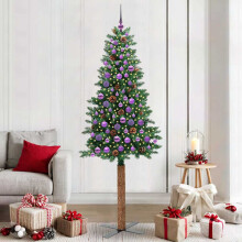 Berkfield Slim Christmas Tree Green 210 cm PVC and Solid Pine wood