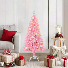 Berkfield Christmas Tree with 150 LEDs with Stand Pink 120 cm PVC