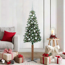 Berkfield Slim Christmas Tree Green 150 cm PVC and Solid Pine wood