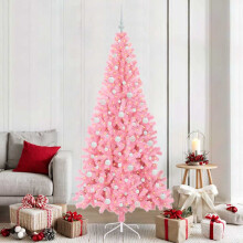 Berkfield Christmas Tree with 300 LEDs with Stand Pink 210 cm PVC