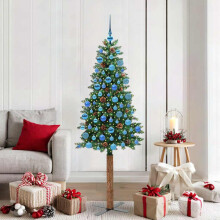 Berkfield Slim Christmas Tree Green 180 cm PVC and Solid Pine wood