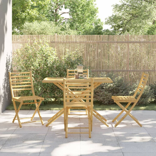 Berkfield 5 Piece Garden Dining Set Bamboo
