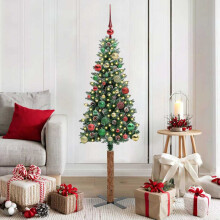 Berkfield Slim Christmas Tree Green 150 cm PVC and Solid Pine wood