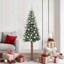 Berkfield Slim Christmas Tree Green 180 cm PVC and Solid Pine wood