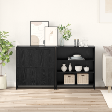 Berkfield Sideboard 2 pcs Black Oak 70 x 41 x 75 cm Engineered Wood