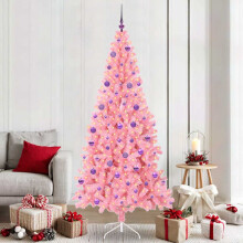 Berkfield Christmas Tree with 300 LEDs with Stand Pink 210 cm PVC