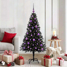 Berkfield Christmas Tree with 150 LEDs with Stand Black 150 cm PVC