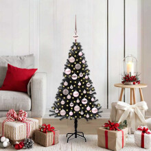 Berkfield Christmas Tree with 150 LEDs with Stand Black 120 cm PVC