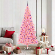 Berkfield Christmas Tree with 300 LEDs with Stand Pink 180 cm PVC