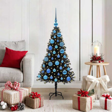 Berkfield Christmas Tree with 150 LEDs with Stand Black 120 cm PVC