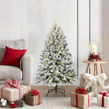 Berkfield Artificial Christmas Tree Green and White 120 cm PVC and Metal