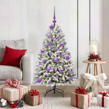 Berkfield Artificial Christmas Tree Green and White 120 cm PVC and Metal