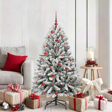Berkfield Artificial Christmas Tree Green and White 150 cm PVC and Metal