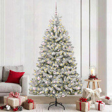 Berkfield Artificial Christmas Tree Green and White 240 cm PVC and Metal