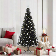 Berkfield Christmas Tree with 300 LEDs with Stand Black 180 cm PVC