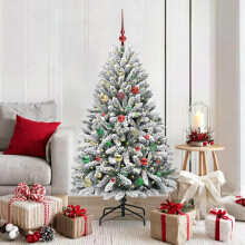 Berkfield Artificial Christmas Tree Green and White 150 cm PVC and Metal