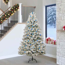 Berkfield Artificial Christmas Tree Green and White 240 cm PVC and Metal