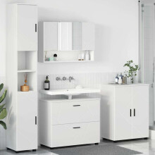 Berkfield Bathroom Furniture Set 4 pcs White Engineered Wood and Metal