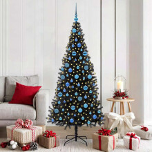 Berkfield Christmas Tree with 300 LEDs with Stand Black 180 cm PVC