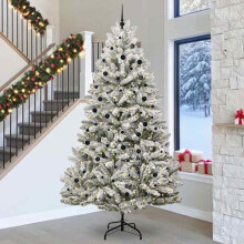 Berkfield Artificial Christmas Tree Green and White 300 cm PVC and Metal