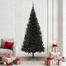 Berkfield Christmas Tree with 300 LEDs with Stand Black 210 cm PVC