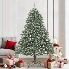 Berkfield Artificial Christmas Tree with 300 LEDs with Stand Green 210 cm