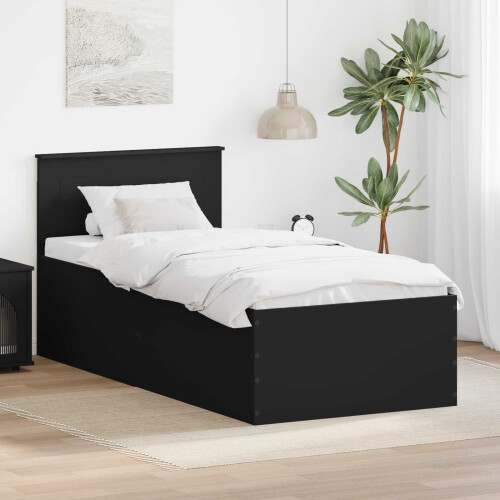 Berkfield Bed Frame with Headboard Black 75 x 190 cm Engineered Wood