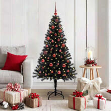Berkfield Christmas Tree with 150 LEDs with Stand Black 150 cm PVC