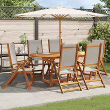 Berkfield Folding Garden Chairs 6 pcs Solid Wood Acacia and Textilene