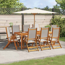 Berkfield Folding Garden Chairs 8 pcs Solid Wood Acacia and Textilene