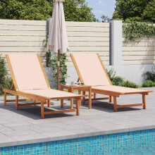 Berkfield Sun Loungers 2 pcs Cream Solid Wood Acacia and Textilene