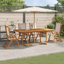 Berkfield 5 Piece Garden Dining Set Solid Wood Acacia and Textilene