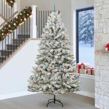 Berkfield Artificial Christmas Tree Green and White 270 cm PVC and Metal