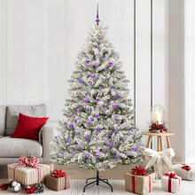 Berkfield Artificial Christmas Tree Green and White 210 cm PVC and Metal