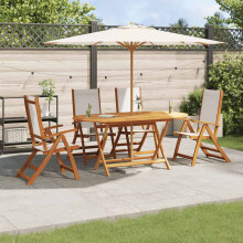 Berkfield 5 Piece Garden Dining Set Solid Wood Acacia and Textilene