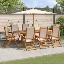 Berkfield 9 Piece Garden Dining Set Solid Wood Acacia and Textilene