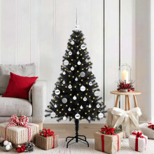Berkfield Christmas Tree with 150 LEDs with Stand Black 150 cm PVC