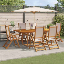 Berkfield 7 Piece Garden Dining Set Solid Wood Acacia and Textilene