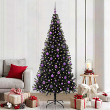 Berkfield Christmas Tree with 300 LEDs with Stand Black 210 cm PVC