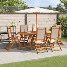 Berkfield 7 Piece Garden Dining Set Solid Wood Acacia and Textilene