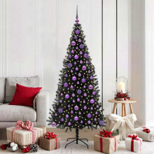 Berkfield Christmas Tree with 300 LEDs with Stand Black 180 cm PVC