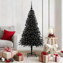 Berkfield Christmas Tree with 150 LEDs with Stand Black 150 cm PVC