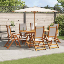 Berkfield 7 Piece Garden Dining Set Solid Wood Acacia and Textilene