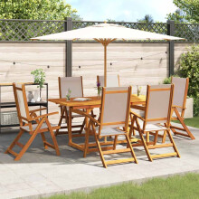 Berkfield 7 Piece Garden Dining Set Solid Wood Acacia and Textilene