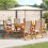 Berkfield 7 Piece Garden Dining Set Solid Wood Acacia and Textilene 1