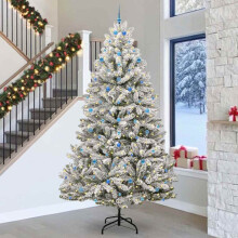 Berkfield Artificial Christmas Tree Green and White 300 cm PVC and Metal