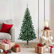 Berkfield Artificial Pre-lit Christmas Tree Green 120 cm PVC and Metal